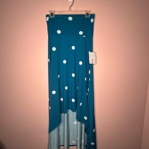 NWT LuLaRoe Olivia Blue and White Polka Dot High Low Skirt